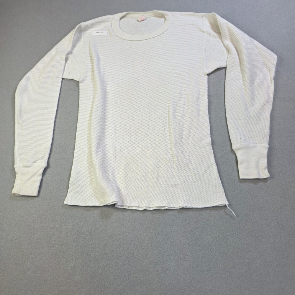 Vintage JE Morgan Cozy Thermal Shirt XL White Waffle Knit Long Sleeve